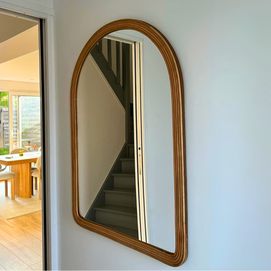 MIROIR EN ROTIN BORDS ARRONDIS