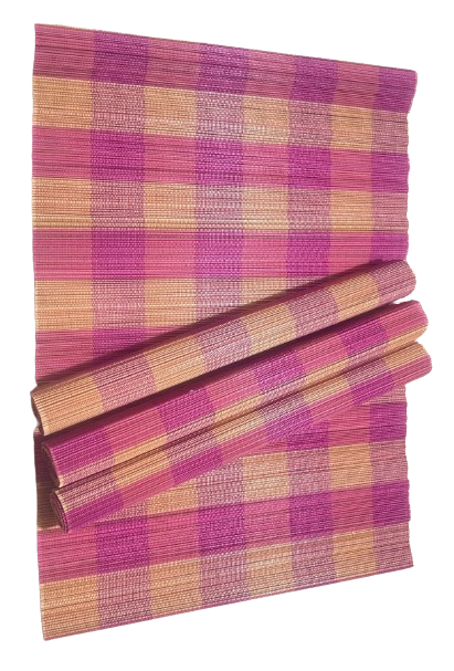 LOT DE 4 SETS DE TABLE EN BAMBOU ROSE ET OCRE