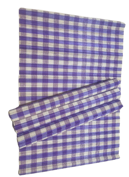 LOT DE 4 SETS DE TABLE EN BAMBOU VIOLET DESIGN VICHY
