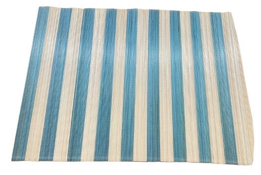 LOT DE 4 SETS DE TABLE EN BAMBOU BLEU DESIGN LIGNES